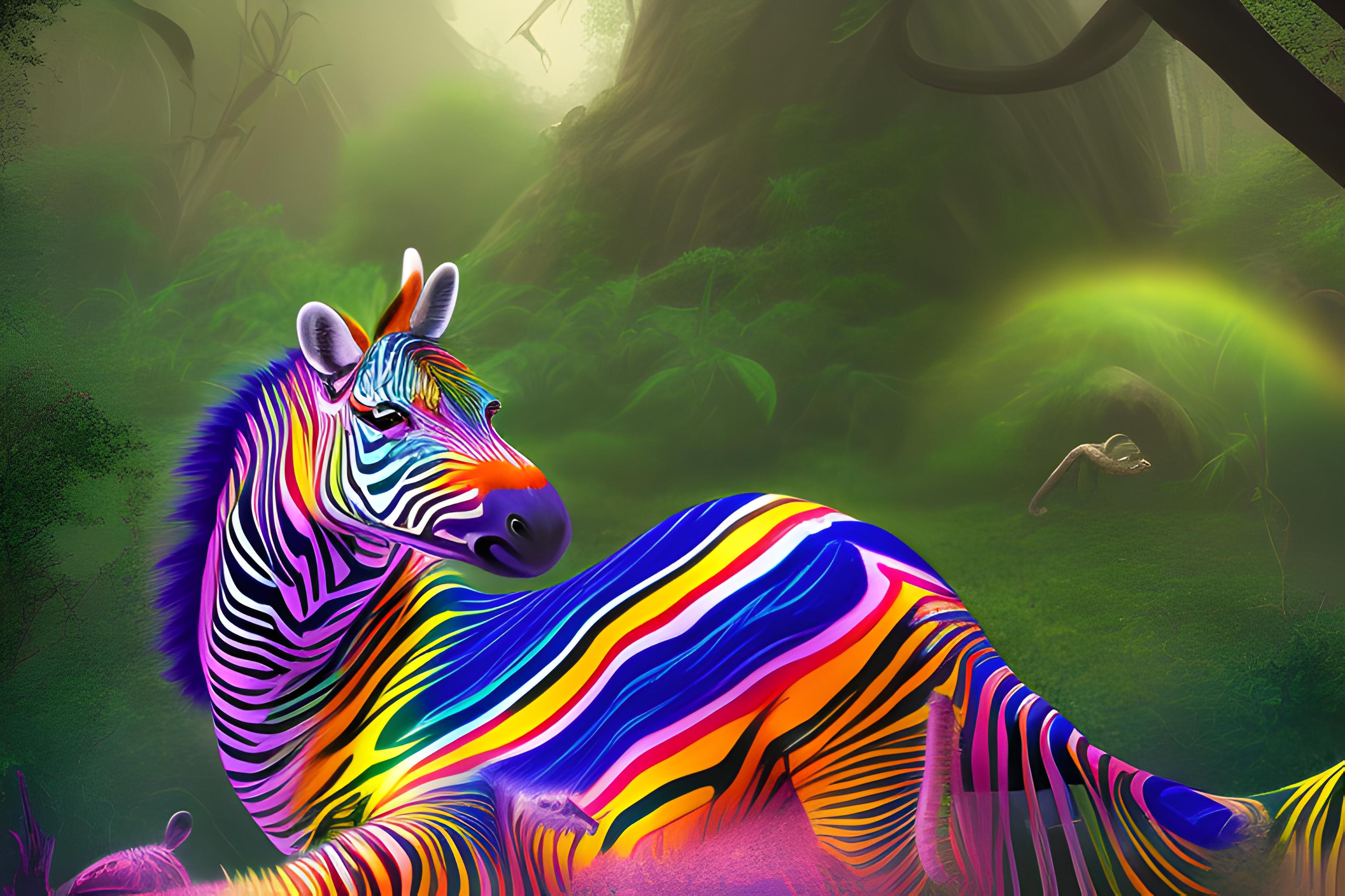 rainbow zebra jungle